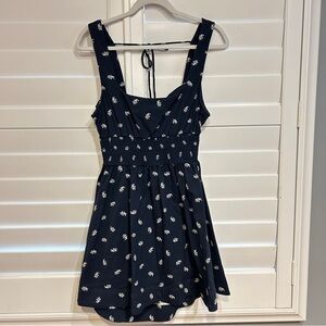 Hill House Navy Blue Dress with White Floral Pattern